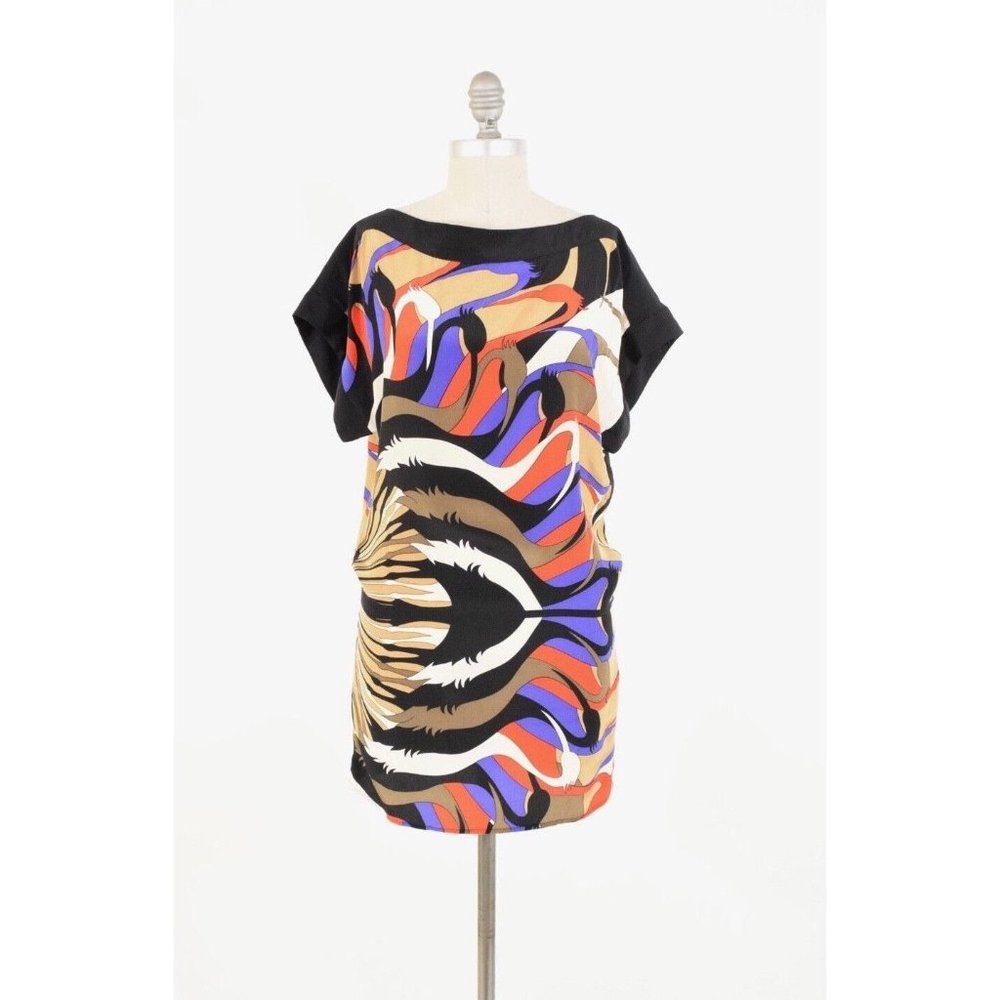 Twelfth Street by Cynthia Vincent Retro Swan Print Silk Dress
